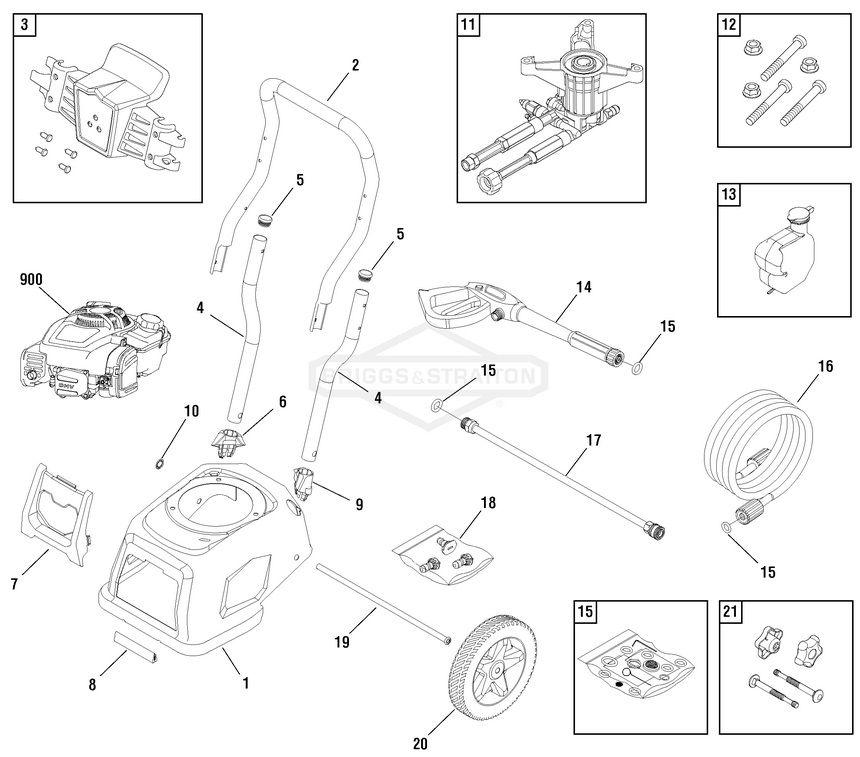 Briggs & Stratton pressure washer model 020592-01 replacement parts, pump breakdown, repair kits, owners manual and upgrade pump.